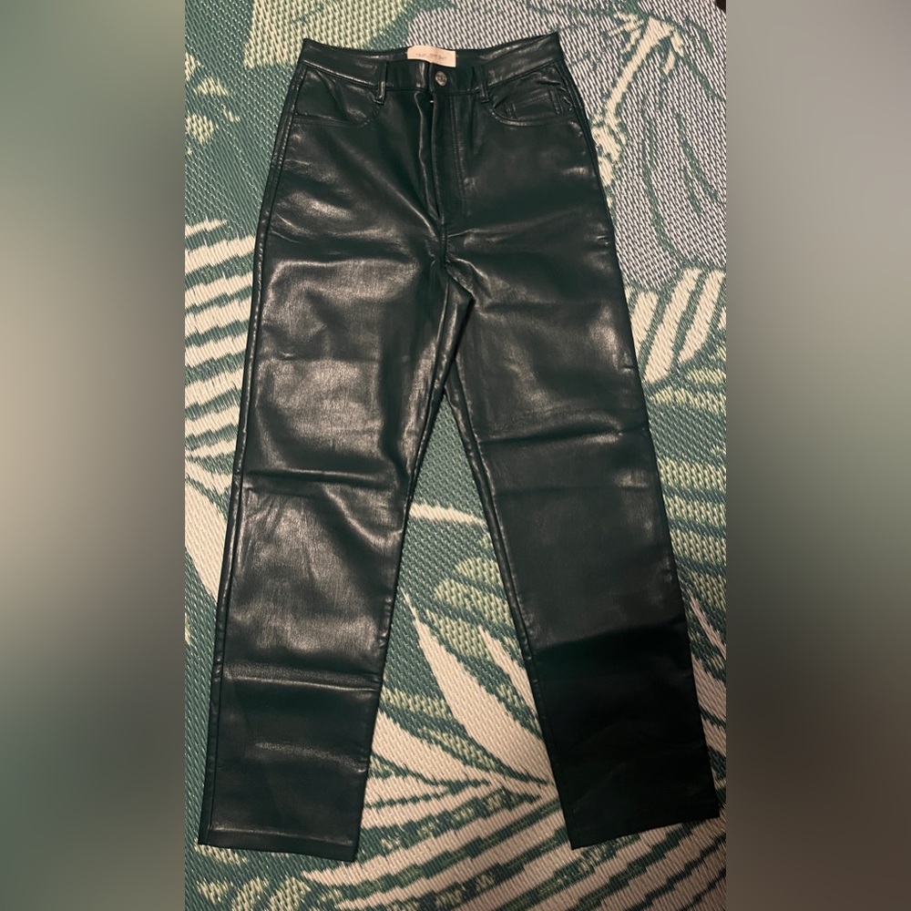 Aritzia The Melina Green Faux Leather Pants